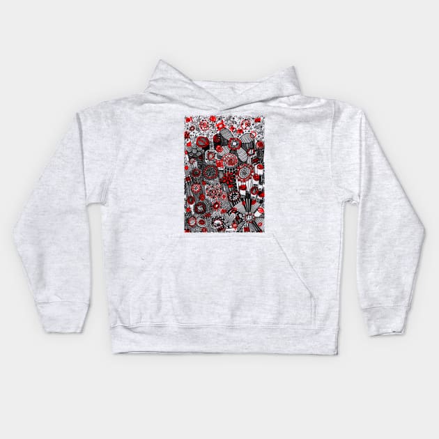 City Top Doodle Black Kids Hoodie by Mijumi Doodles